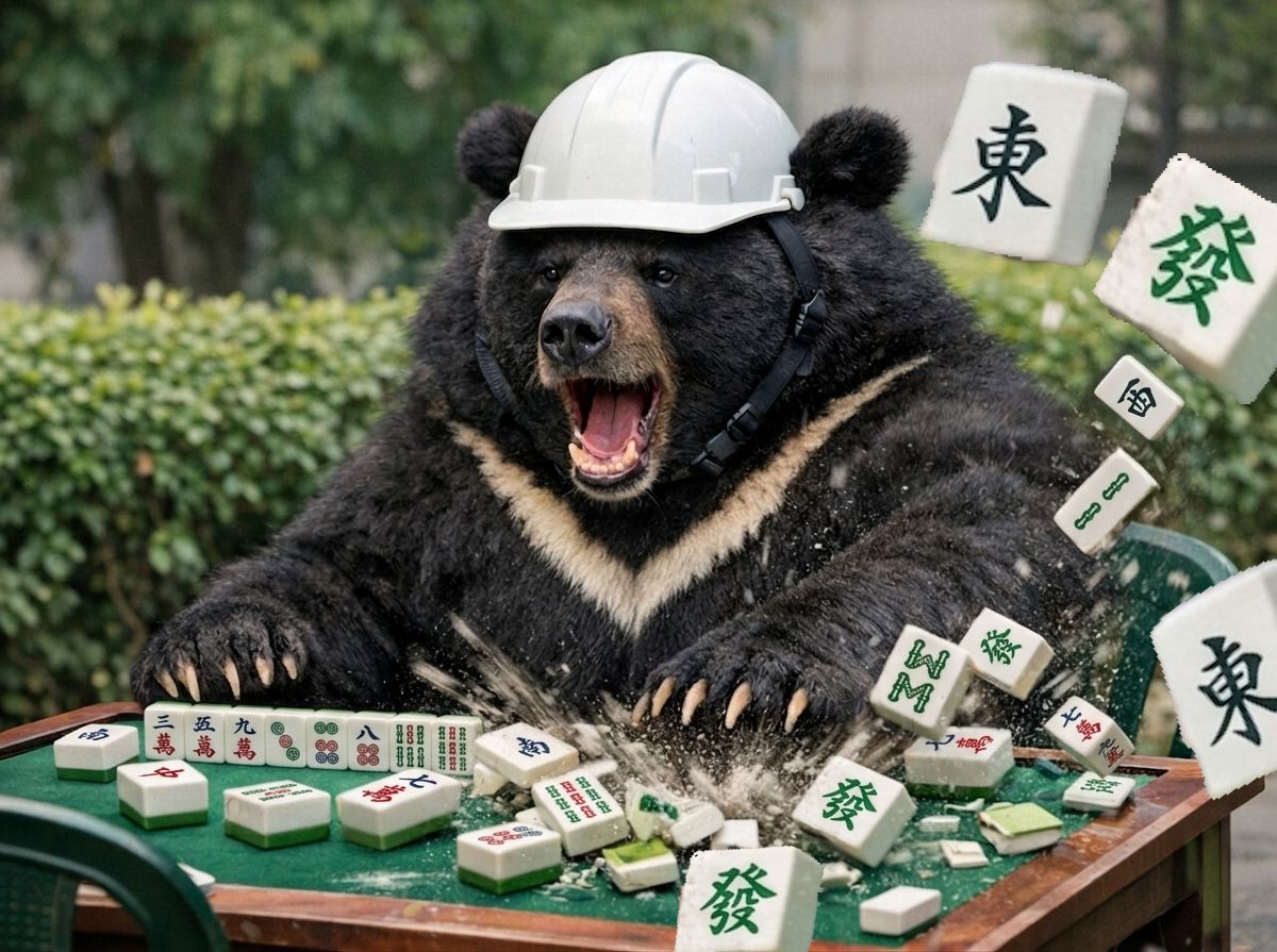 熊界傳奇,台灣黑熊,台灣熊愛打麻將,熊掌摸牌,萬安演習打牌,防空雀聖黑熊,黑熊防空演習,黑熊公園出沒,黑熊防空警報,公園開桌,台灣黑熊打麻將,熊掌摸牌,國寶熊界雀聖,黑熊萬安演習